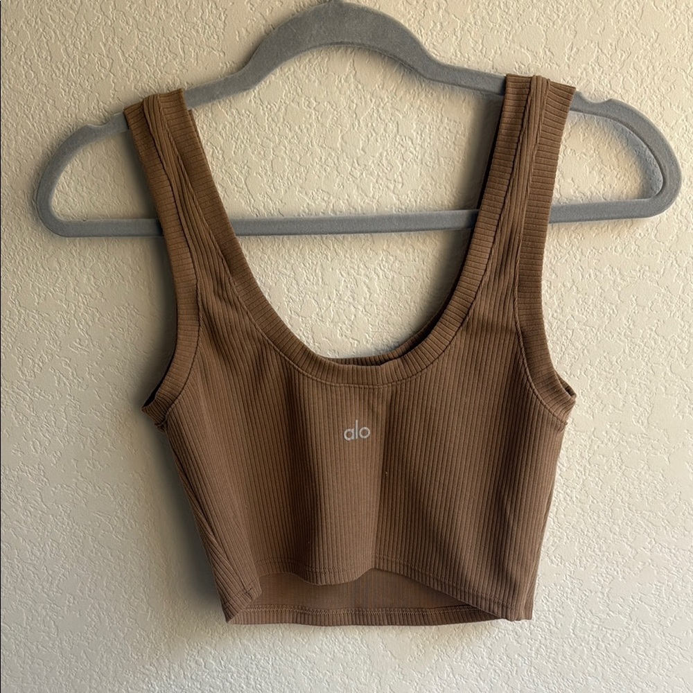 Alo Toasted Almond Ribbed Tank - Picture 2 of 3